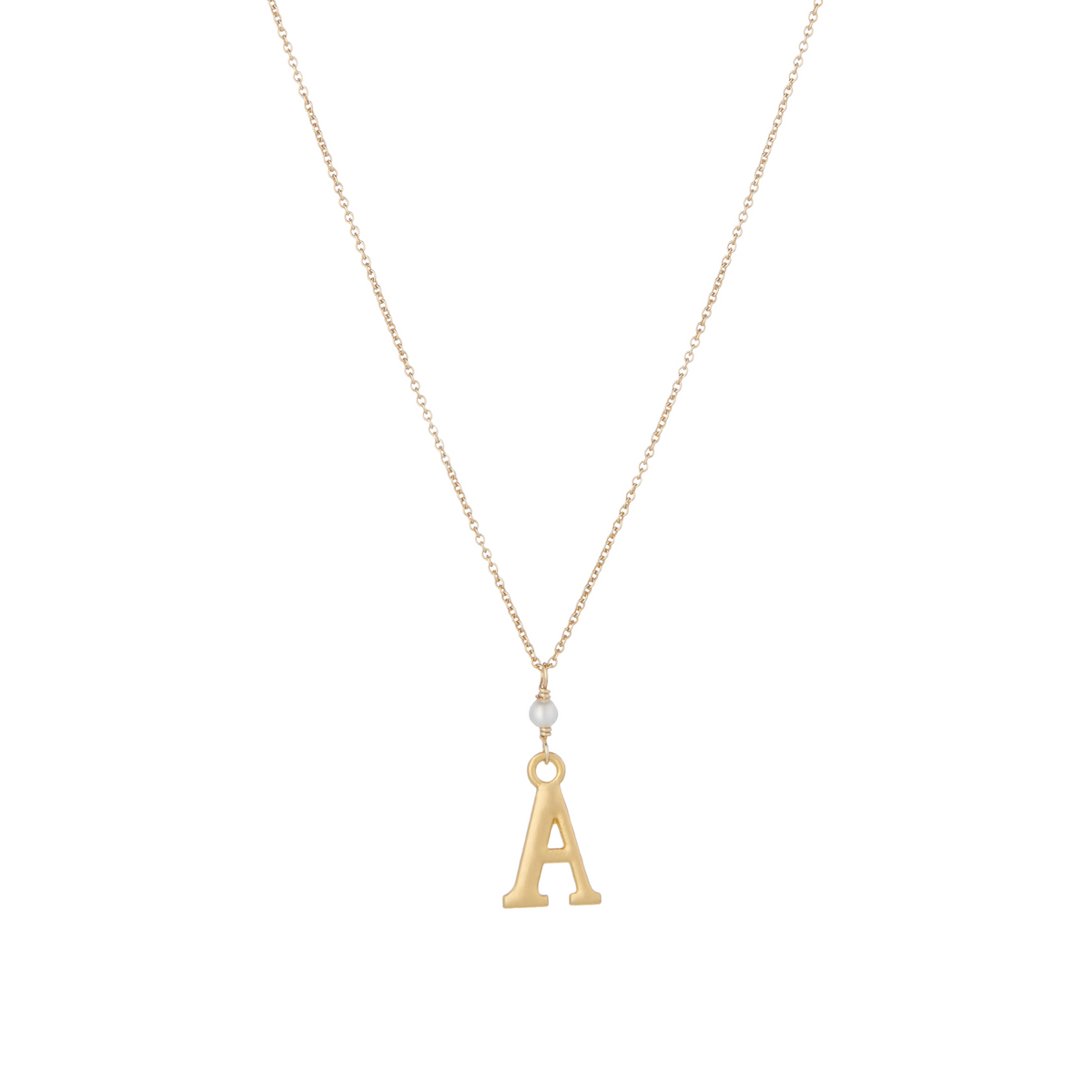 &quot;A&quot; Initial Charm Necklace with Pearl