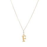 "F" Initial Charm Necklace with Pearl