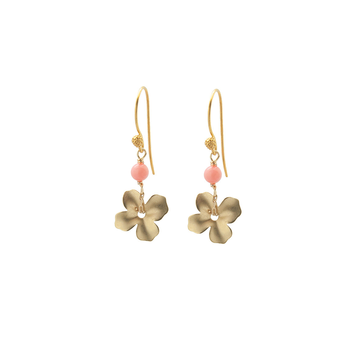 gold + coral mini flower earrings