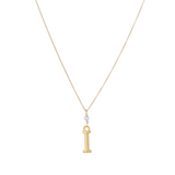 "I" Initial Charm Necklace with Pearl