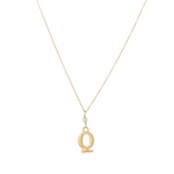 "Q" Initial Charm Necklace with Pearl