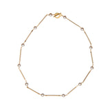 Matte gold bar necklace with white pearls by vivien walsh