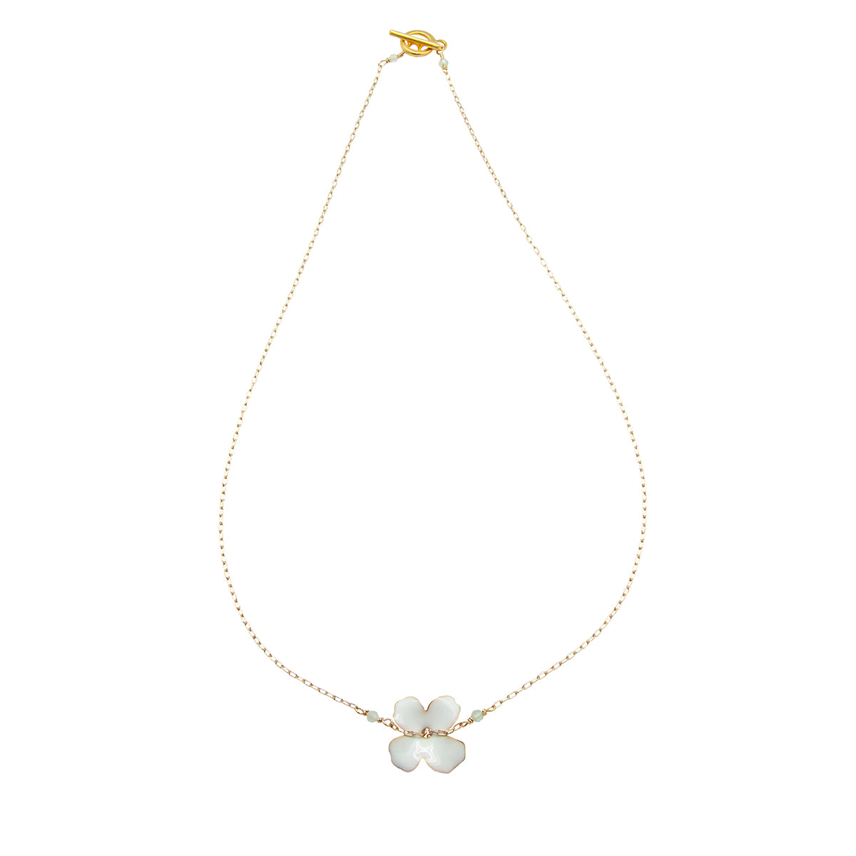 enamel flower chain | white