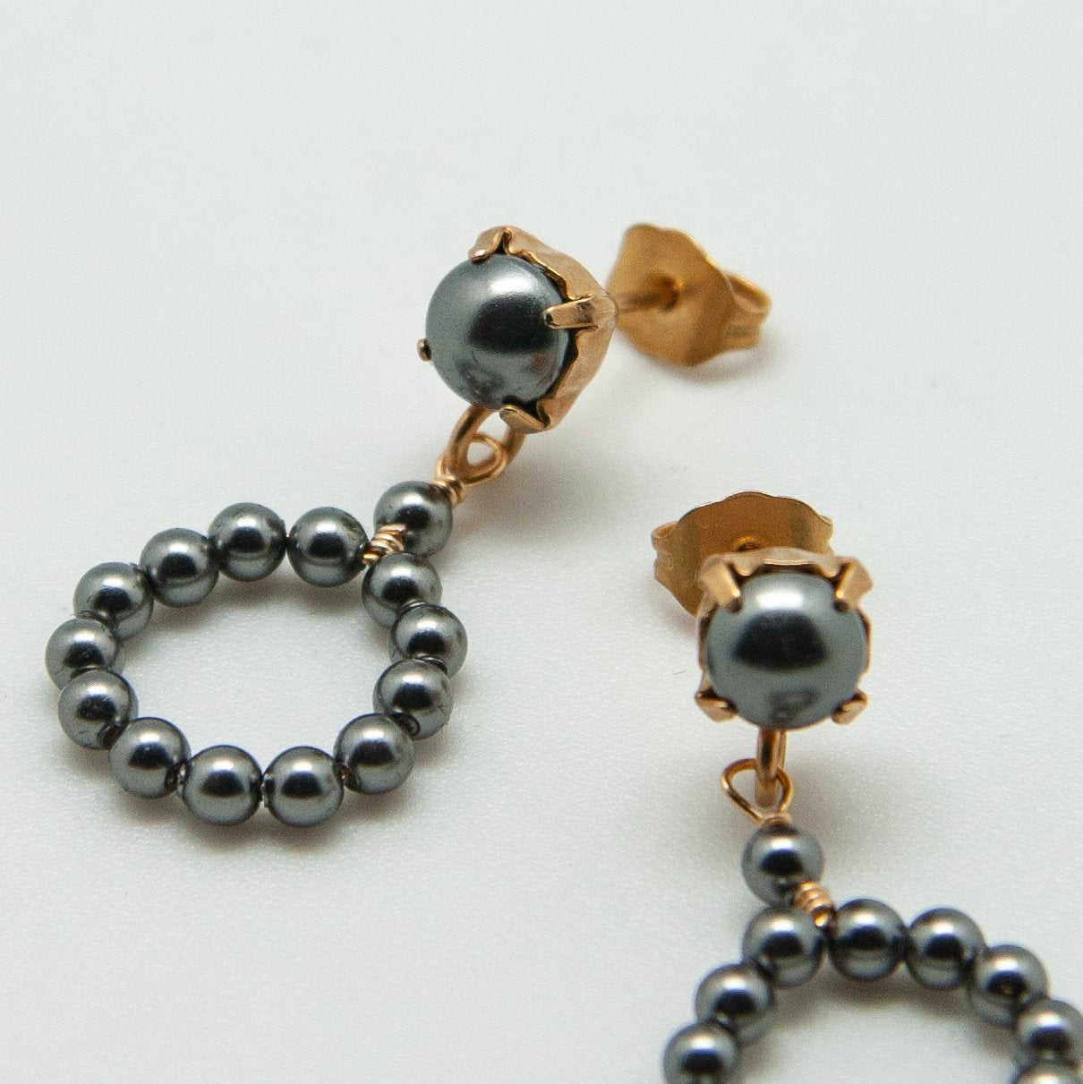 Grey Pearl Hoop Earrings Vivien Walsh