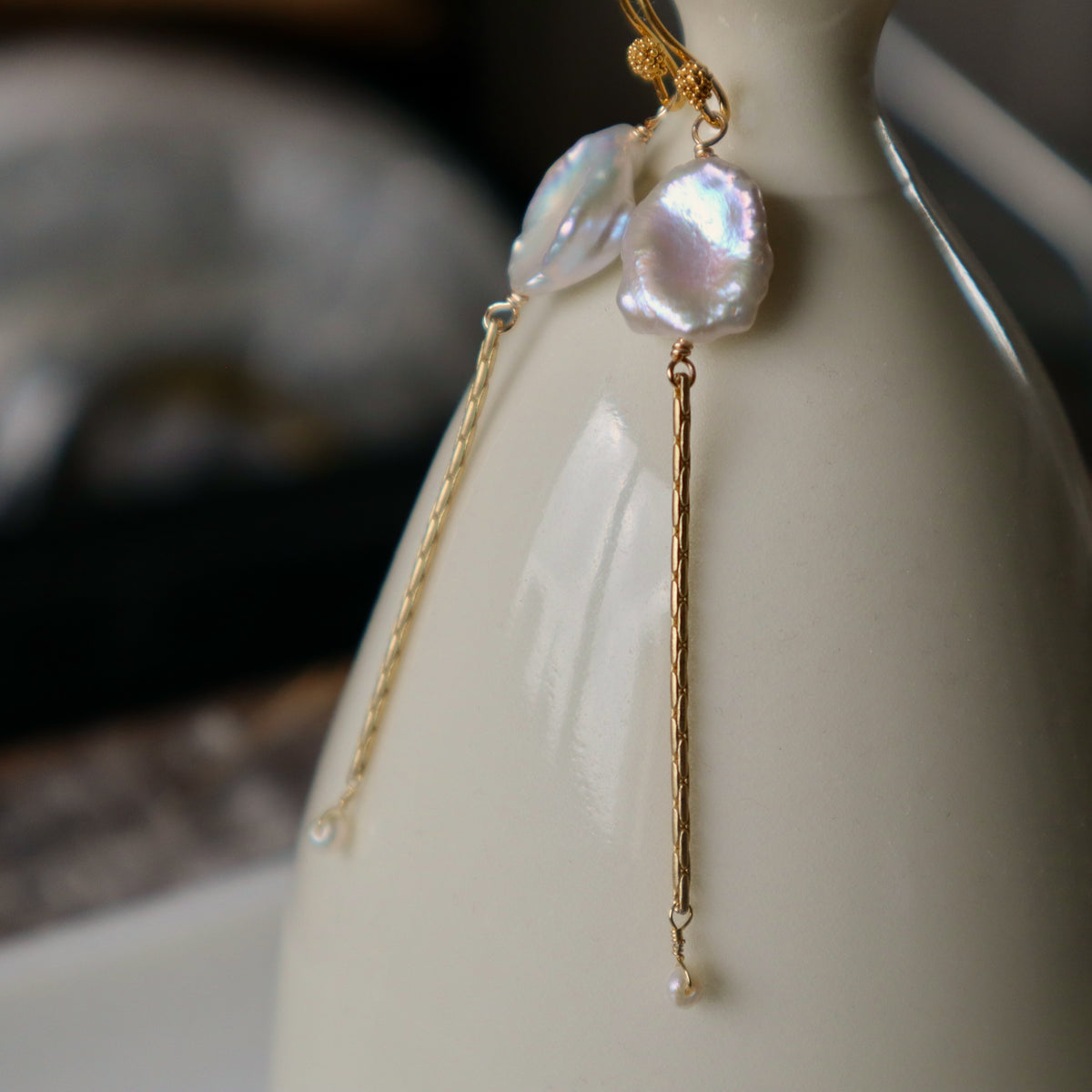 slinky pearl chain earrings