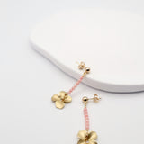 beaded line flower earrings | coral