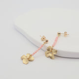 beaded line flower earrings | coral