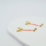 beaded line flower earrings | coral