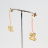 beaded line flower earrings | coral