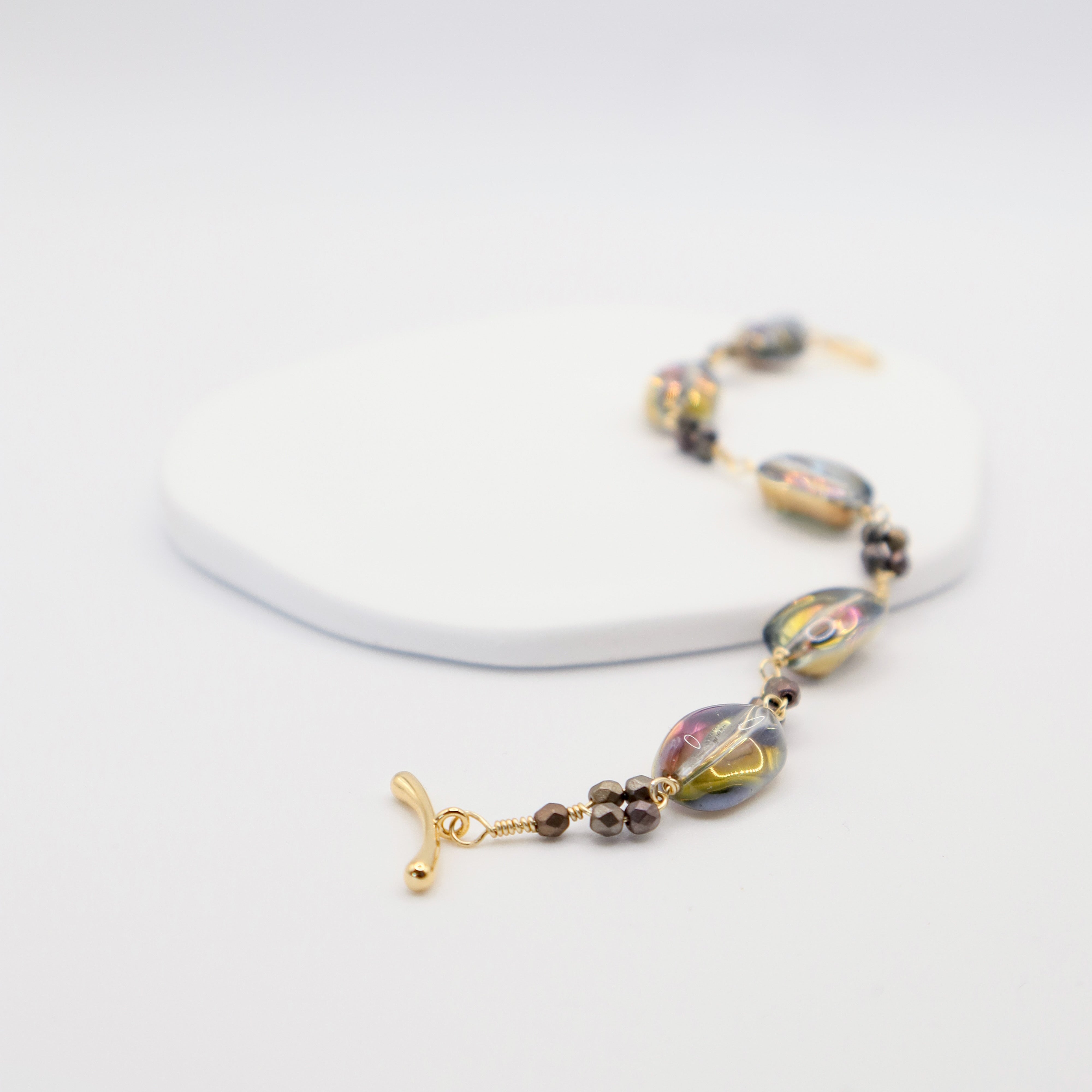 Bracelet with beads on a white background