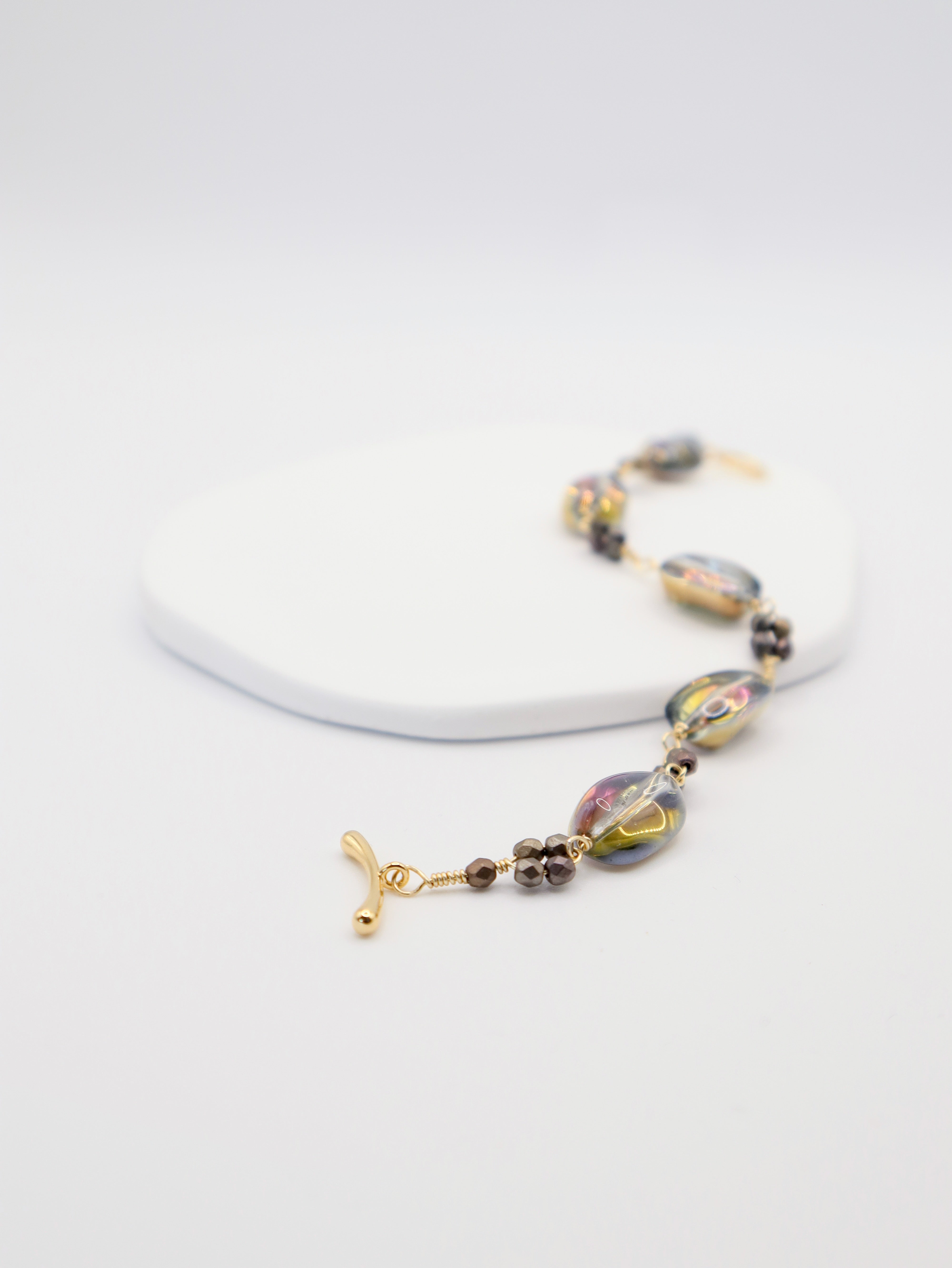 Bracelet with beads on a white background