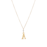 "A" Initial Charm Necklace with Pearl