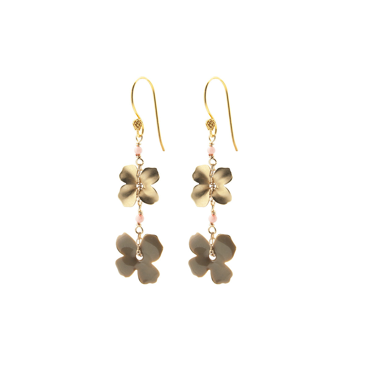 two flower earrings | grey