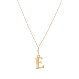 "E" Initial Charm Necklace with Pearl