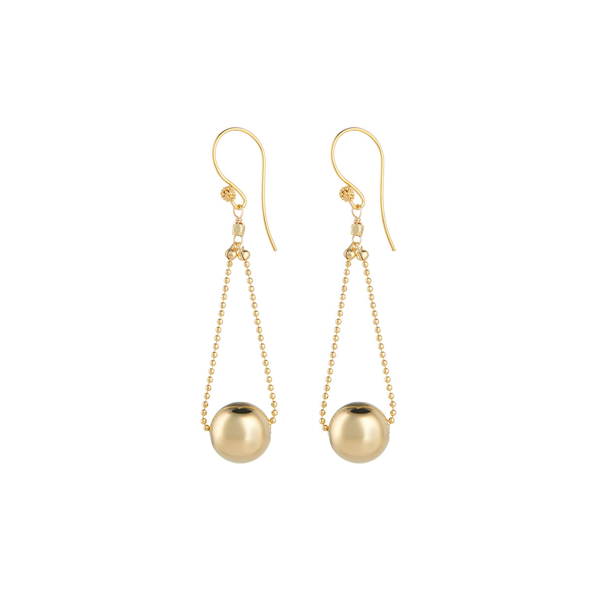 gold ball floating earrings