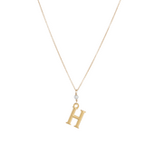 "H" Initial Charm Necklace with Pearl