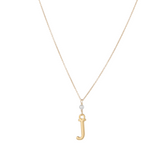 "J" Initial Charm Necklace with Pearl