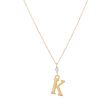 "K" Initial Charm Necklace with Pearl