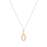 "O" Initial Charm Necklace with Pearl