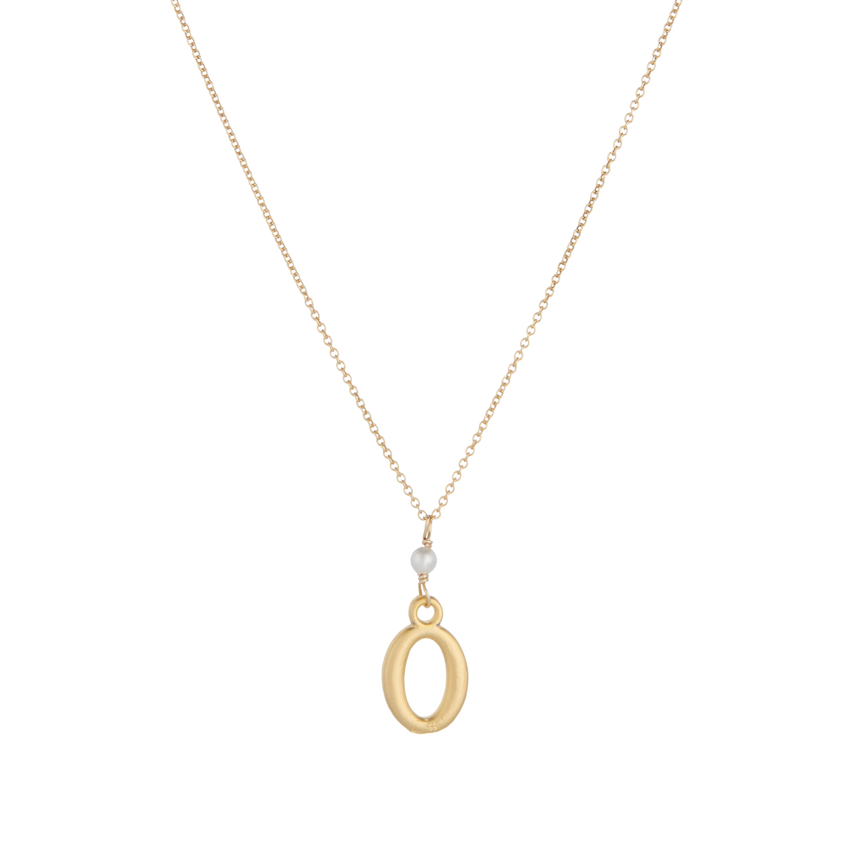 &quot;O&quot; Initial Charm Necklace with Pearl