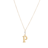 "P" Initial Charm Necklace with Pearl
