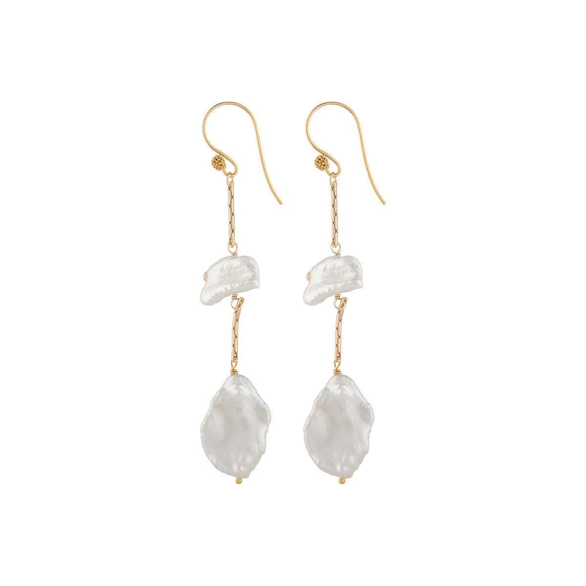 baroque pearl T earrings