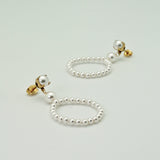 white pearl beaded hoop earrings