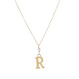 "R" Initial Charm Necklace with Pearl