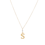 "S" Initial Charm Necklace with Pearl