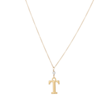 "T" Initial Charm Necklace with Pearl