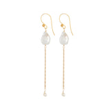 Slinky matte gold chain earrings with baroque pearls by vivien walsh