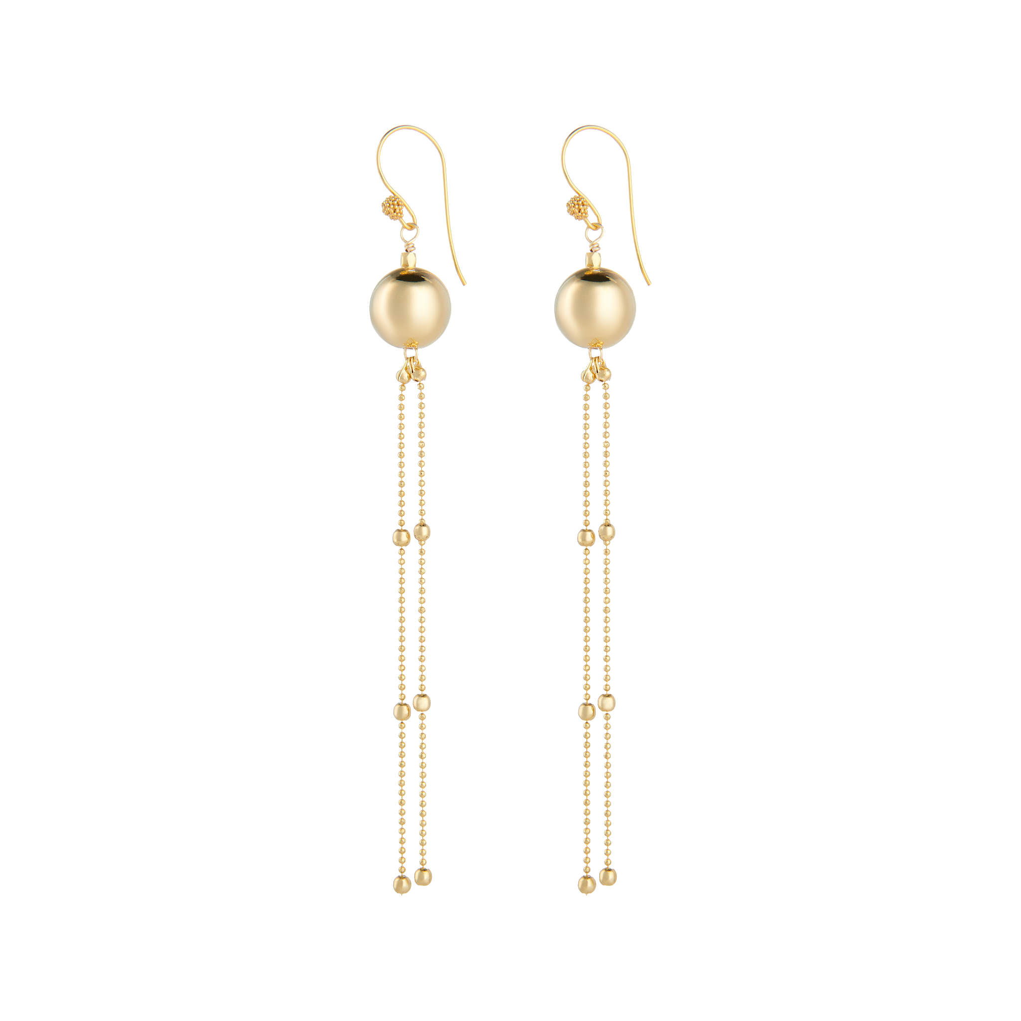 Gold ball chain double row earrings by vivien walsh