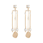 Matte gold column earrings with white pearls by vivien walsh