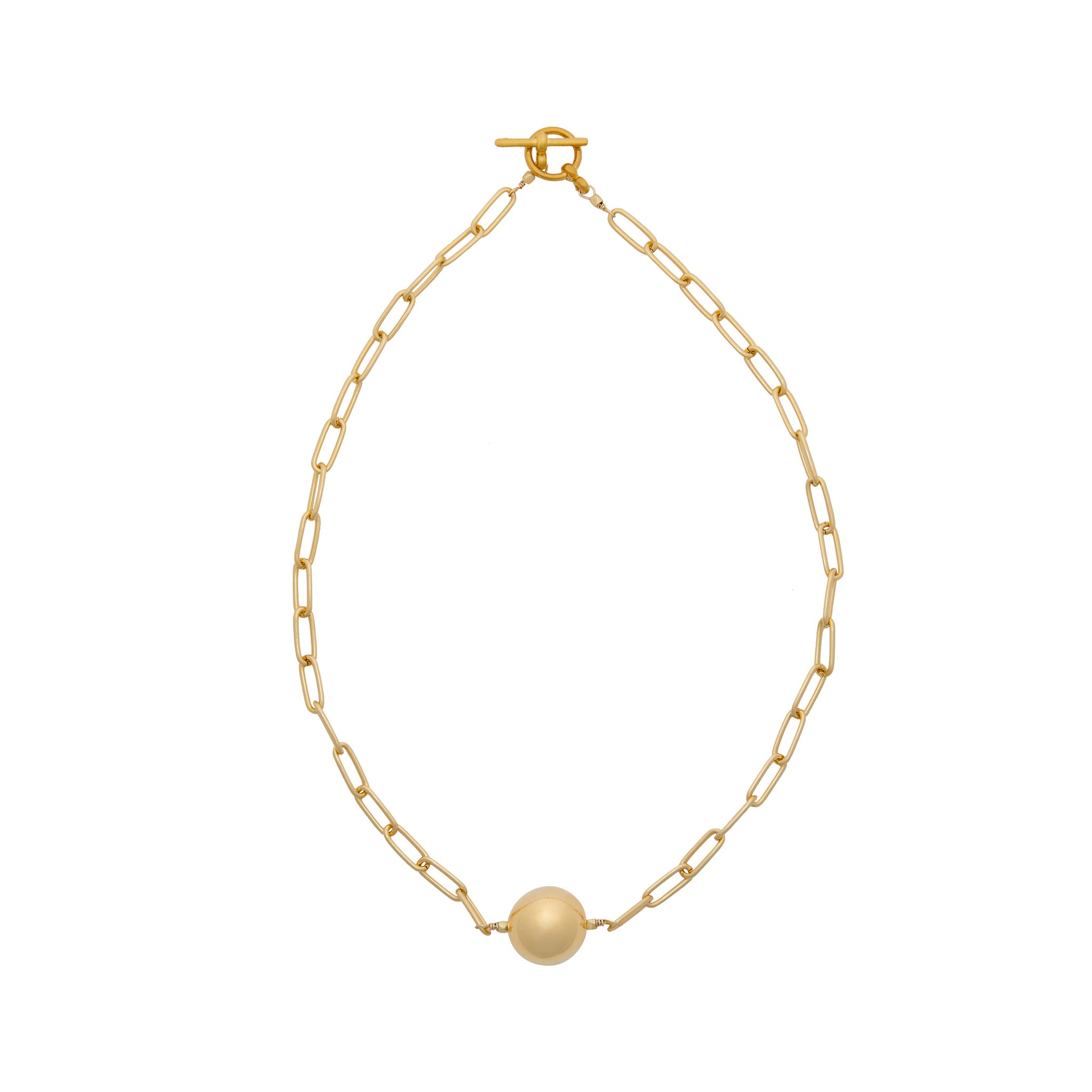 Gold ball necklace on link chain by vivien walsh