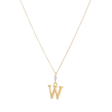 "W" Initial Charm Necklace with Pearl