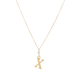 "X" Initial Charm Necklace with Pearl