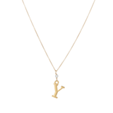 "Y" Initial Charm Necklace with Pearl