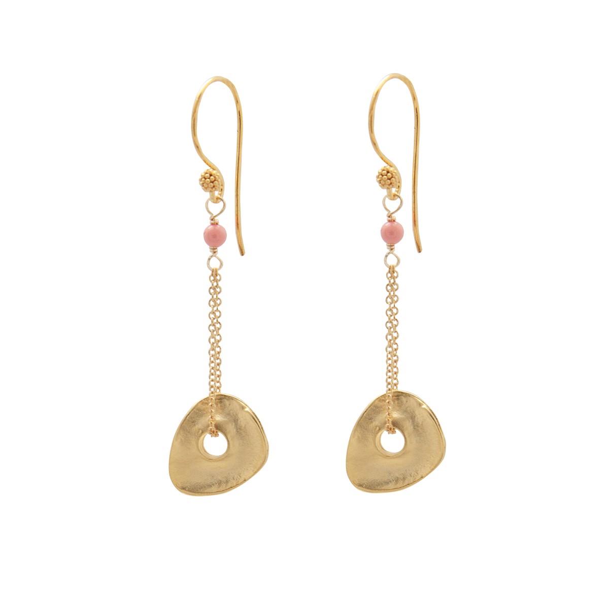 disc chain earrings coral