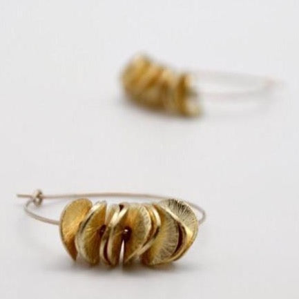 gold filled hoop earrings with petals, vivien walsh