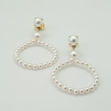 white pearl beaded hoop earrings