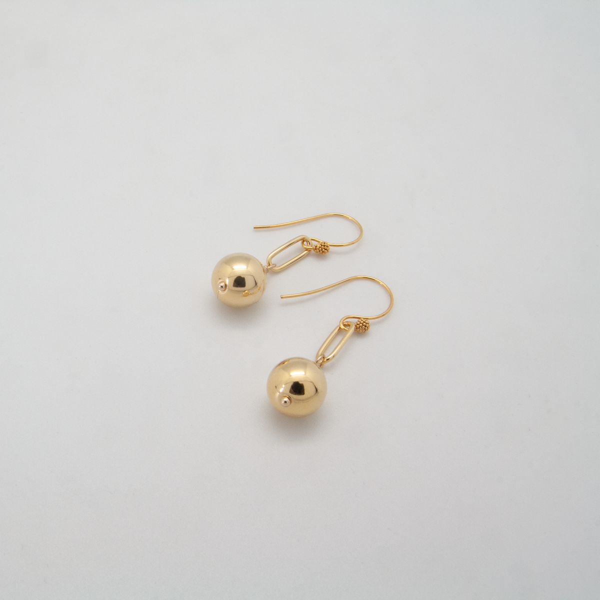 gold ball link earrings